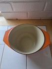 Le Creuset Cast Iron Enamel Fondue Pot Red 1 75 Quarts Flame Enameled Orange Pan