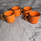 Bulleit Bourbon Frontier Whiskey Ceramic Mug Cup Orange 3  Set Of 4