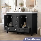 47  Modern Freestanding Bathroom Vanity W  Double Sink Ceramic Organizer Cabinet