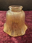 Vintage Amber Glass Shade Vertical Beaded Ruffled Light Shade 
