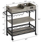 Bar Cart Bar   Serving Carts 3-tier Wheels Rustic Wine Rack Glasses Holder Trays