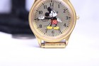 Vintage Disney 3d  Gold Tone Lorus Mickey Mouse Stretch Band Wrist Watch