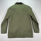 Lands End Barn Chore Coat Women Medium Petite 10-12 Green Jacket Corduroy Collar