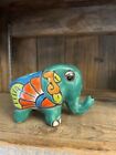 Hand-painted Talavera Elephant Planter Pot     Green 29184