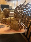 Pair Of Large Vintage Brass Fighting Roosters   Cocks Heavy  Ornate 
