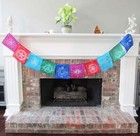 Pagan Prayer Flags  set Of 10 On Cord  New Cotton Wall Hanging Banner