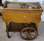 Vintage Drop-leaf Tea Cart     Removeable Glass Tray     Needs Tlc     Mid-century