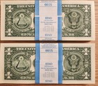 Two - 2021  1 Pack One Dollar Notes Crisp Uncirculated 100 Notes  100 Each Pack