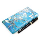 Brown Leather Checkbook Cover For Men   Women Green Flower