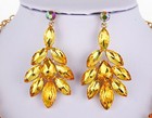 Twinkling Austrian Rhinestone Crystal Bib Necklace Earrings Set Prom N987 Golden