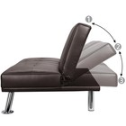 Sleek Modern Tufted Faux Leather Futon Sofa Bed Recliner Couch With Cup Holders