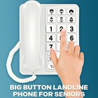 Landline Wall Phone Big Buttons Loud For Seniors Elderly Corded No Power Needed