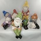 Vintage Fairy Pixie Gnome Set Of 7 Large Ceramic Gartzenwerg Figurines 1970s