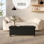 Storage Ottoman Bench With Bins  43-in 15 d X 43 w X 15 h  05 - Black Leather 