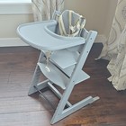 Stokke Tripp Trapp Gray High Chair W  Removable Tray   Safety Harness