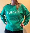 Esprit Nwt Women s Retro 80s Logo Sweatshirt Crewneck - Cream  Green Xs S M L 