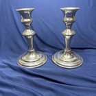 Vintage Empire Pewter Candlesticks Pair 6    Weighted Base Classic Silver Tone