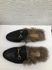 Gucci Black Fur Princetown Leather Fur Horsebit Mules Size Eu 37 Us 7 J242
