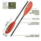 Adult Adjustable Kayak Paddle  Rust  220 Cm Aluminum Shaft