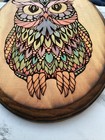 Handcrafted Wooden Owl Wall Art - Intricate   Colorful Design