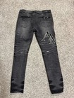 Amiri Jeans Mens Size 36 Black Distressed Repair Skinny Mx1 Logo Denim Pants