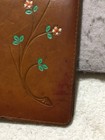 Vtg Handmade Leather Checkbook Cover Wallet Brown Floral Painted Tooled Bifold