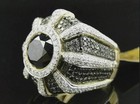3 10ct Vvs1 Round Cut Lab-created Onyx   Diamond Men s Wedding 14k Gold Fn Ring