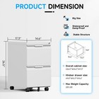 Rolling File Cabinet Office 2-drawer Metal Storage Filing Organizer With Lock 