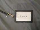 Coach Lanyard Id Card Holder Badge Slots Black Leather Gold Work Purse New