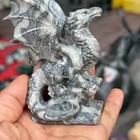 1pc Natural Tai Chi Stone Quartz Carved Dragon Skull Crystal Reiki Decor