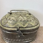 Antique Hand Hammered Copper Cricket Box W  Hinged Lid