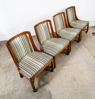 Mid Century Modern Dining Chairs Set 4 Walnut Rolling Vintage Casters X Frame