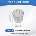 2 Pcs 3  - 2 4  Gutter Guard Filter 304 Stainless Steel Mesh Screen Vent Cover