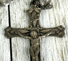 Vintage Sterling Silver Glass Facet Bead Rosary Sacred Heart Jesus Mary Crucifix