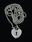 Vintage Tiffany   Co Sterling Silver Key Hole Heart Padlock Pendant Necklace 30 