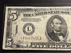 1934-a  5 Federal Reserve Note     Hawaii Wwii Emergency Issue         Circulated