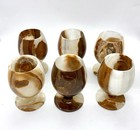 Natural Stone Onyx Marble Set Of 6 Wine Brandy Water Cup Goblet 4     Vintage