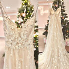 Bohemian Beaded Wedding Dresses With Straps A Line 3d Florals Tulle Bridal Gowns