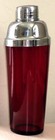 Vintage Cocktail Shaker Ruby Red  Art Deco Style Glass And Chrome Drink Mixer
