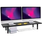 Dual-monitor-stand-riser-for-desk Adjustable Length 32-40 Inch   large Desktop 