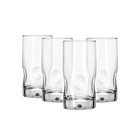 4 Piece Clear Glass Drinking Glass Set Handblown Stackable Drinkware Coolers New