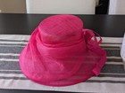 Giovannio Hot Pink Sinamay Wide Brim Kentucky Derby Wedding Hat Bow Fascinator