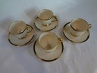Lenox China Hancock - Set Of 4 Cups And Saucers - Ivory Black Band   Gold Accent