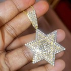 2ct Baguette Cut Simulated Diamond Cluster Star Pendant 14k Yellow Gold Finish