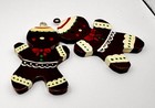 Set Of 4 Vintage Wooden Gingerbread Man Ornaments Hand Painted Folk Art 1990s