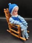 Vintage Handmade Crochet Doll With Clothespin Rocking Chair