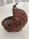 Vintage Woven Wicker Doll Cradle Basket Planter Hanging Mini Crib Bassinet