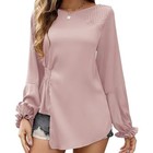 Women s Chiffon Blouses     Wrap V Neck  Long Sleeve  Elegant Tie Waist Shirts