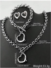 Women s Heart Jewelry Set Stainless Steel Necklace Bracelet Earrings