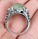 Vintage Sterling Silver Celtic Irish Connemara Marble Shamrocks Ring Size 9
